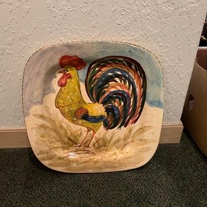 Vintage Handpainted Rooster Platter Plaque by SARA from Italy